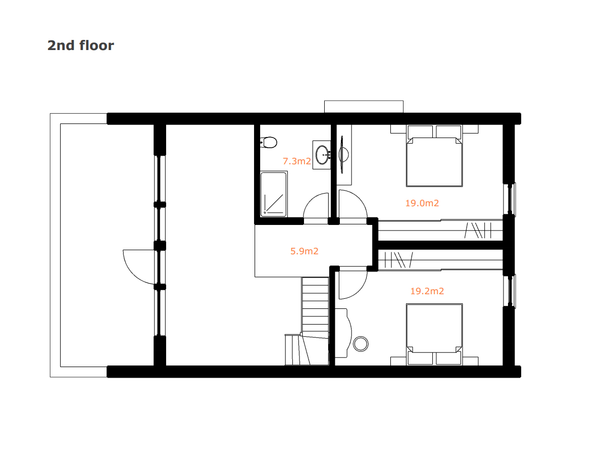 VITBUVE prefabricated wooden house design - VIT-120 (floors plans)