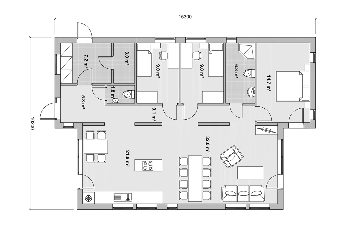 Prefabricated timber frame house design - LAGAN floor plans