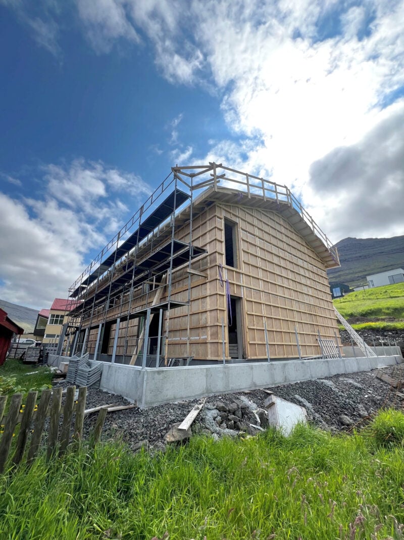 Timber-frame wall assembly in the Faroe Islands